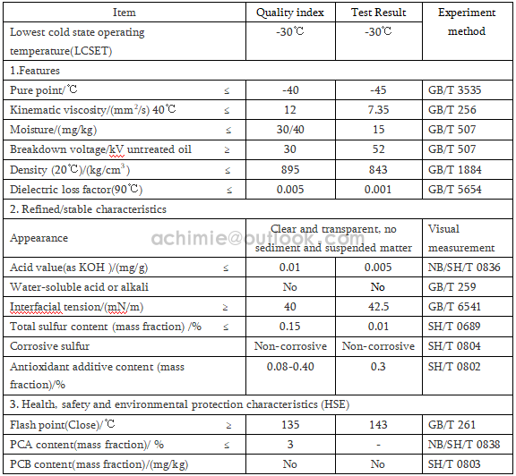 Achimie 45X transformer oil  I-30℃ Transformer Oil (General) GB2536(图1)